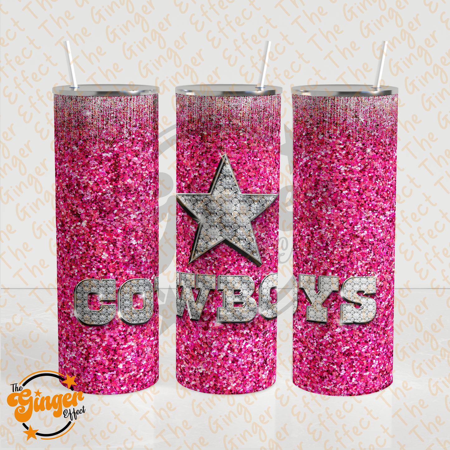Dallas Cowboys Glitter 20oz Tumbler Wrap for Sublimation - High-Quality PNG Design Hot Pink