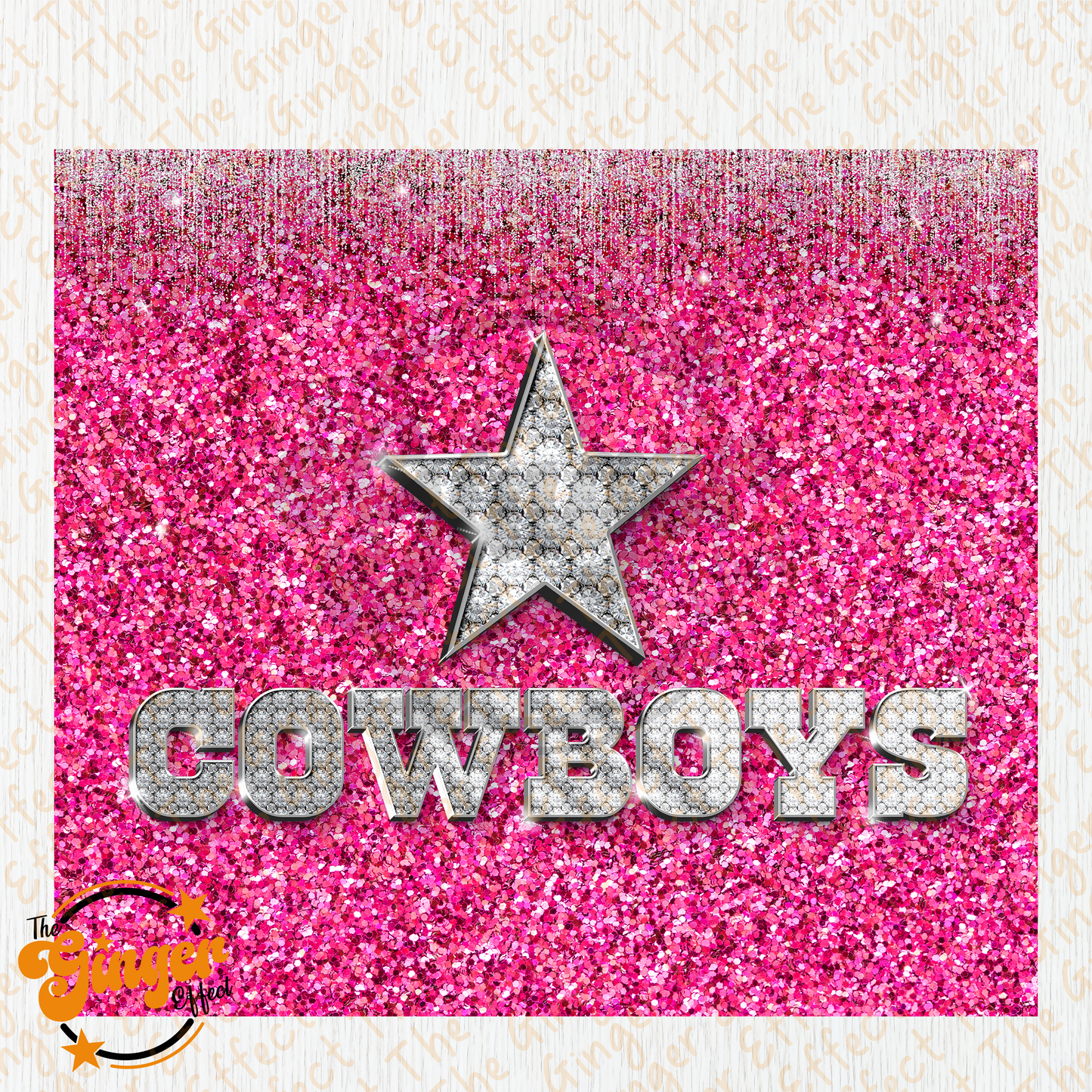 Dallas Cowboys Glitter 20oz Tumbler Wrap for Sublimation - High-Quality PNG Design Hot Pink