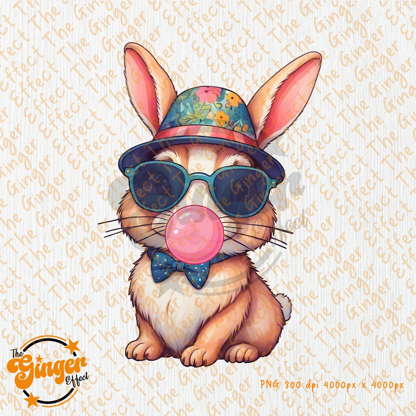 Cool Easter Bunny PNG | Trendy Bunny with Bubble Gum | Hipster Rabbit Clipart | Spring Digital Download | High-Resolution PNG