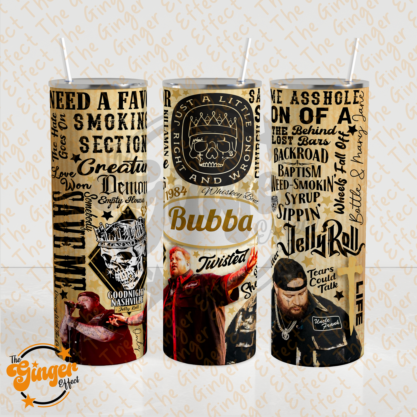 Jelly Roll 20oz Tumbler Wrap for Sublimation - Collage Style PNG Design 3